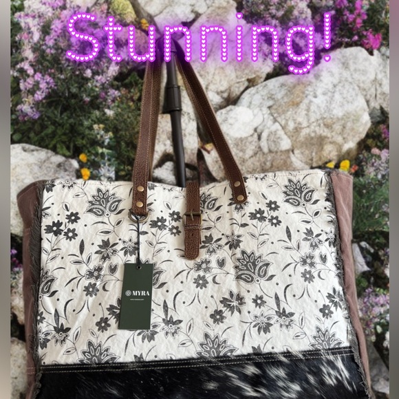 Myra Bag Floral Black and White Travel Tote - Picture 2 of 9